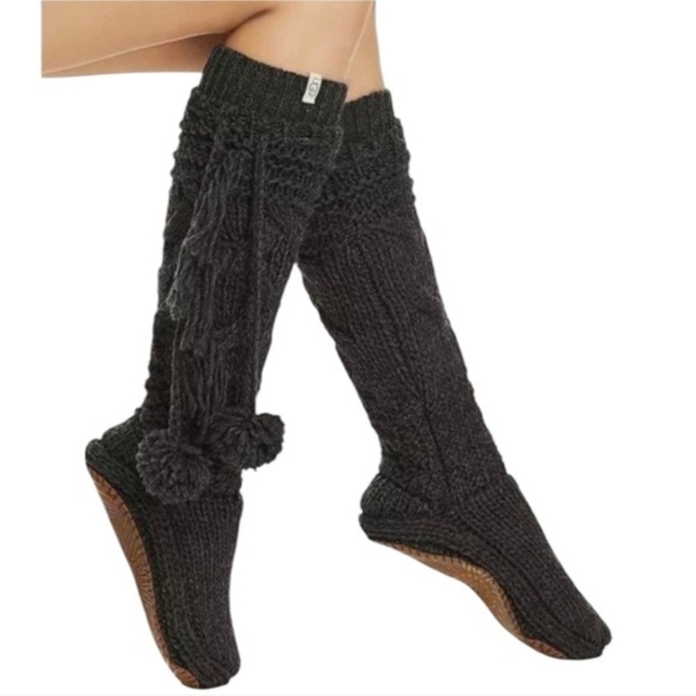 UGG Black crocheted Comfy Slippers Cozy Accessories